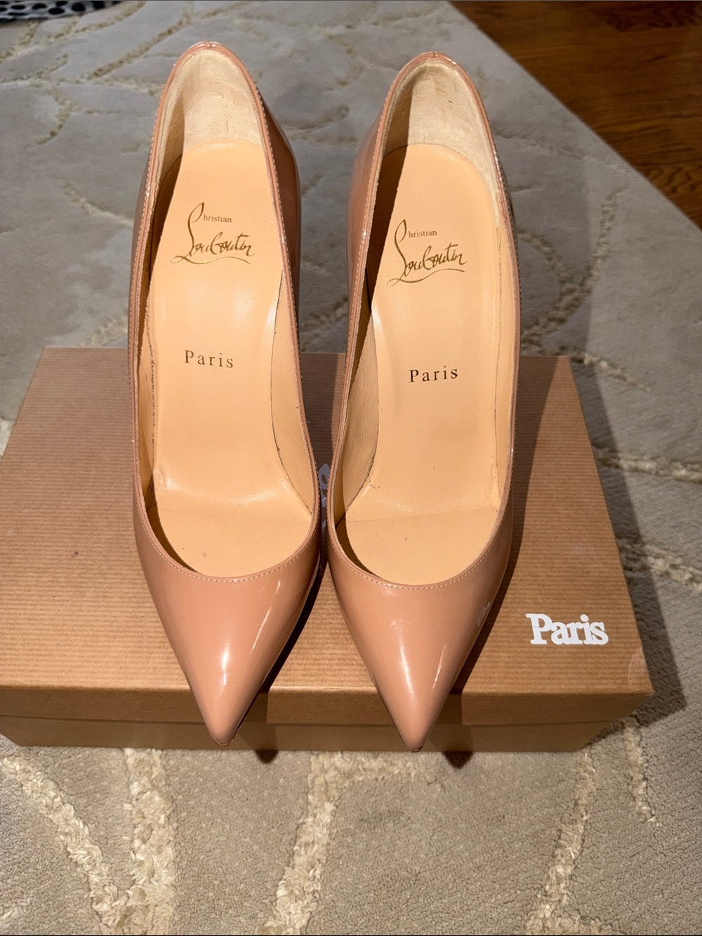 Christian Louboutin Blush Patent Pointed-Toe Pumps
